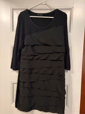 White House Black Market Black Tiered Ruffle Midi Dress